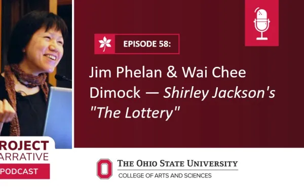 A professional headshot of Wai Chee Dimock next to the podcast episode title 